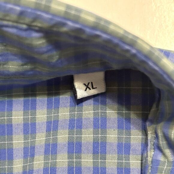 Ledbury Shirt Mens Size XL Blue Green Check 100% Cotton Casual Button Up Slim - Picture 5 of 9